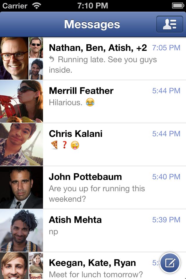 Facebook Messenger is Updated for the iPhone 5