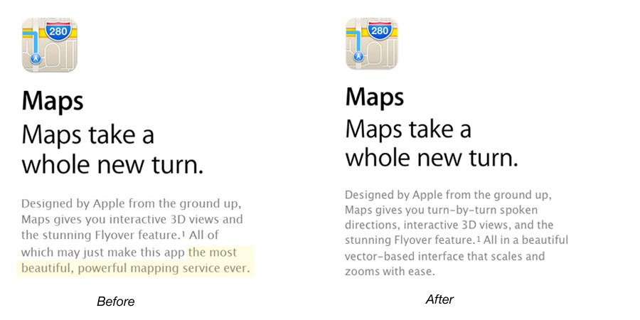 Apple Stops Calling Maps &#039;the Most Beautiful, Powerful Mapping Service Ever&#039;