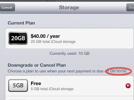 iCloud Storage for MobileMe Customers Set to Expire in 2050?