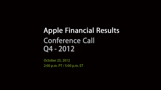 Apple to Announce Q4 2012 Earnings on October 25th