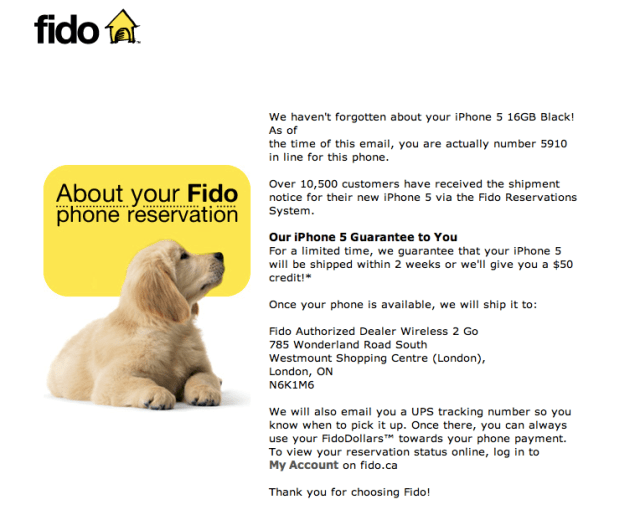 Fido Tells Customers Their Exact Position in Queue for the iPhone 5