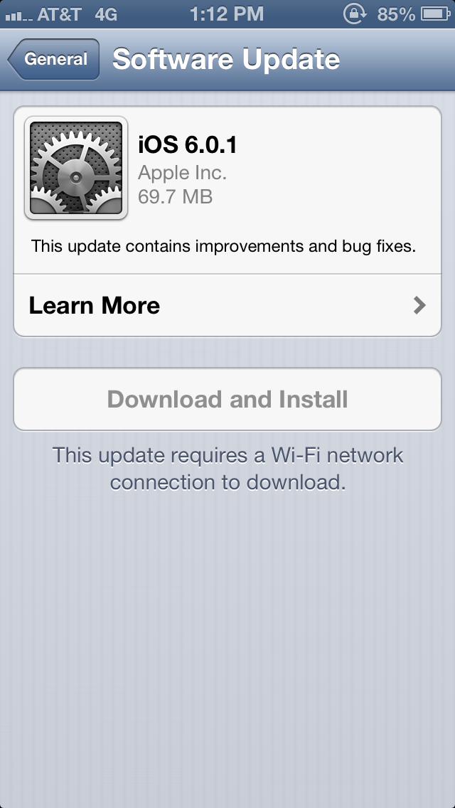 Apple Releases iOS 6.0.1 for iPhone, iPad and iPod