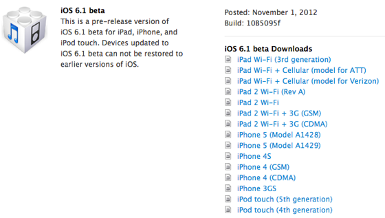 Apple Releases iOS 6.1 Beta to Developers