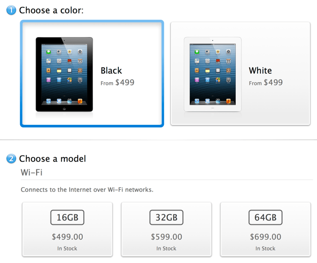 Fourth Generation iPad Wi-Fi Now Listed as In Stock 