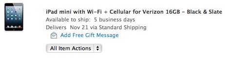 Apple Gives Delivery Dates to Cellular iPad Mini, iPad 4 Pre-Orders