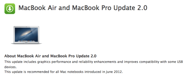 Apple Releases MacBook Air and MacBook Pro Update 2.0