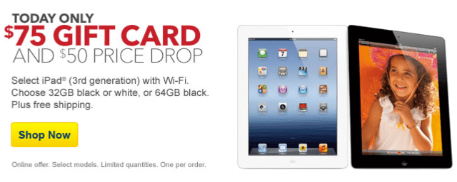 Best Buy Offers $50 Off iPad 3 Plus $75 Gift Card Today Only