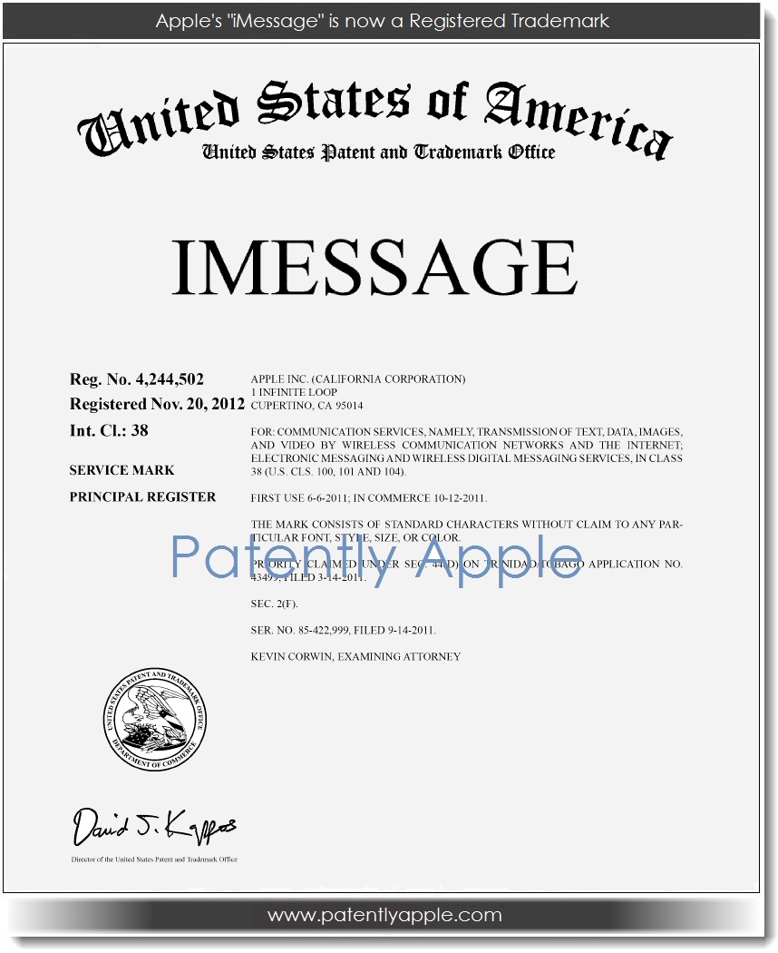Apple Granted U.S. Trademark for &#039;iMessage&#039;