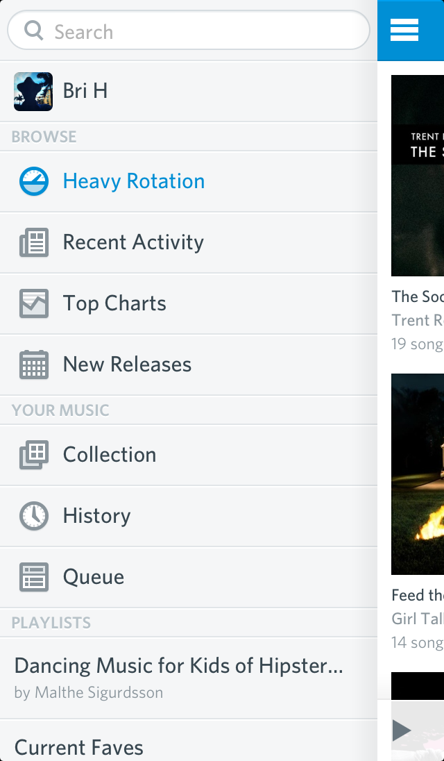 Rdio for iPhone Gets New Design, Unified Player
