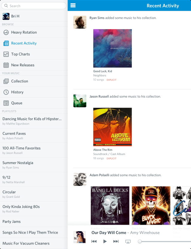 Rdio for iPhone Gets New Design, Unified Player