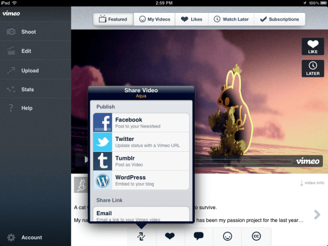 Vimeo App for iOS Gets Simpler Navigation, New Feed View, Auto-Sharing, More