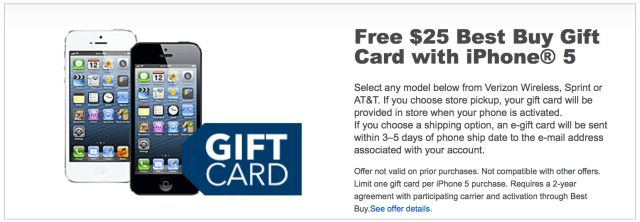Best Buy Offers Free $25 Gift Card With Purchase of iPhone 5