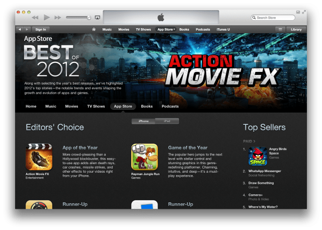 Apple Posts Its &#039;Best of 2012&#039; Lists for Apps, Movies, Music, TV, Books, Podcasts