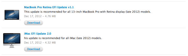 Apple Releases iMac and MacBook Pro EFI Updates