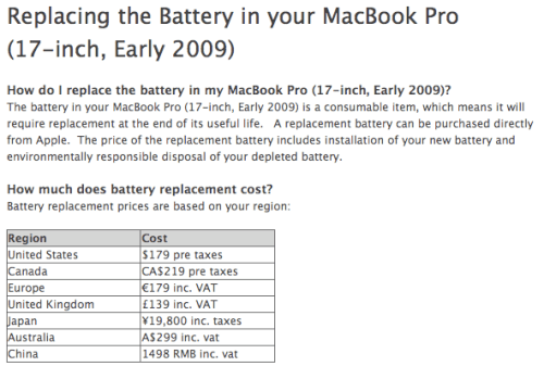 New MacBook Pro Battery Replacement Details