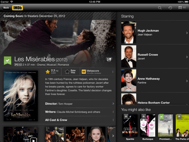 IMDb iPad App Gets Redesigned With New Look and Feel