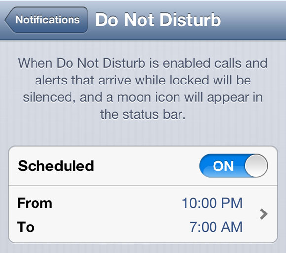 iOS 6 &#039;Do Not Disturb&#039; Setting Ignores Scheduled Shut Off Today
