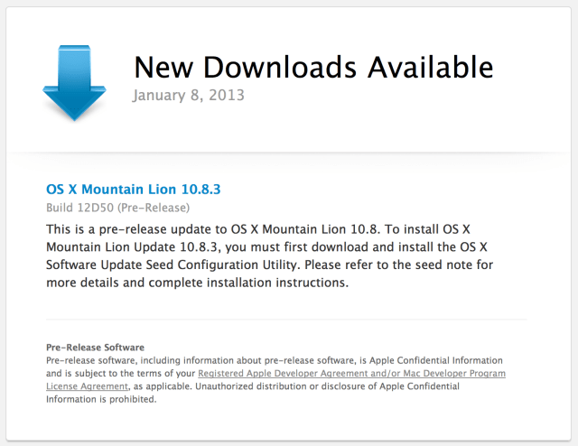 Apple Seeds Developers With New Build of OS X Mountain Lion 10.8.3