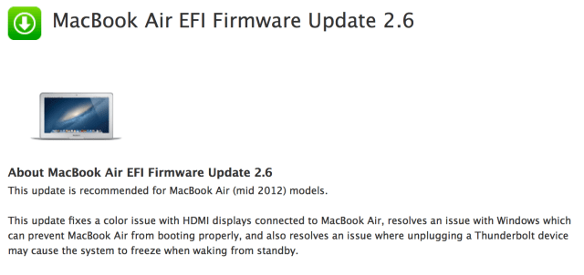 Apple Releases MacBook Air EFI Firmware Update 2.6