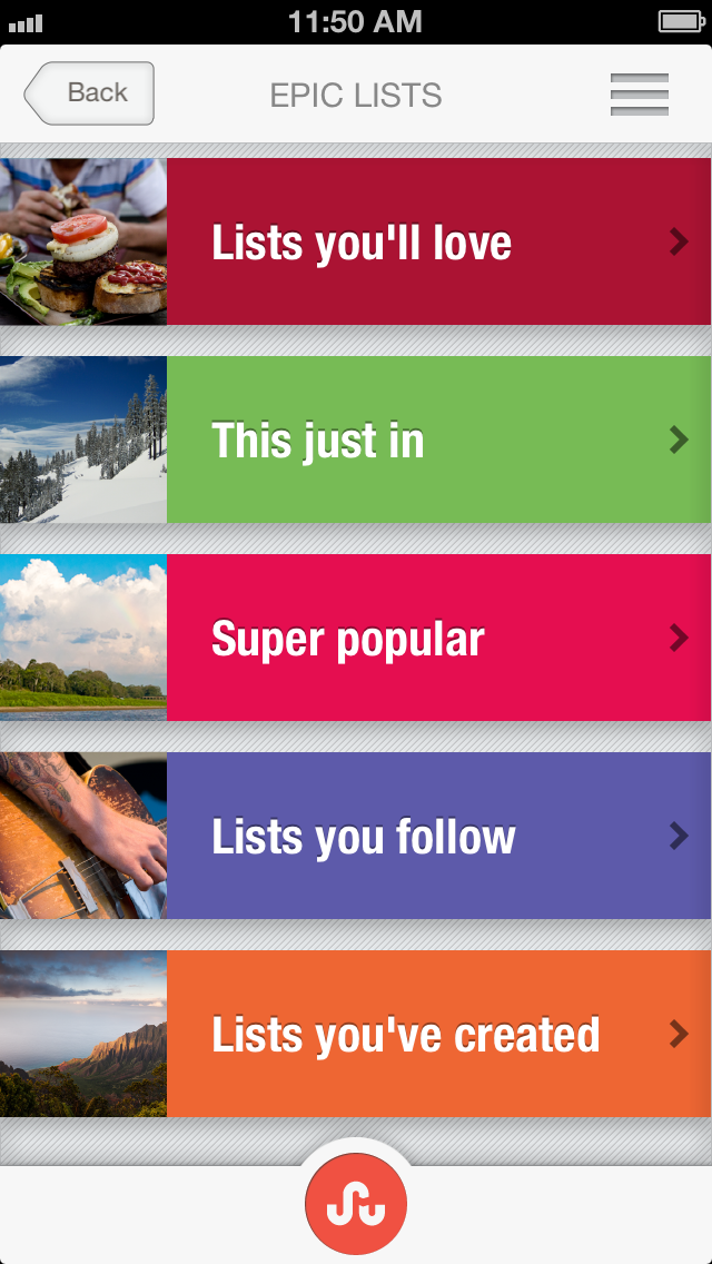 StumbleUpon App Gets New Home Page, Lists, Slide Feature