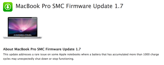 Apple Releases MacBook Pro SMC Firmware Update 1.7