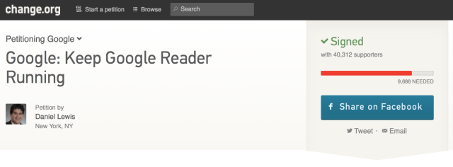 Petition to Save Google Reader Passes 40,000 Signatures Within Hours [Sign]