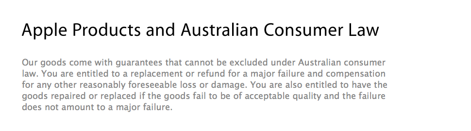 Apple Extends Austalian Warranties, Instructs Employees Not to Tell Customers