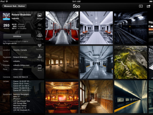 500px App is Updated With Flow for iPad, Followers/Following List