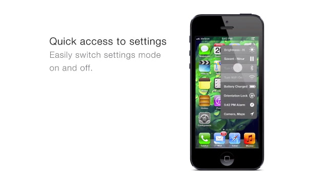 iOS 7 Concept Features Popup Toggles [Video]