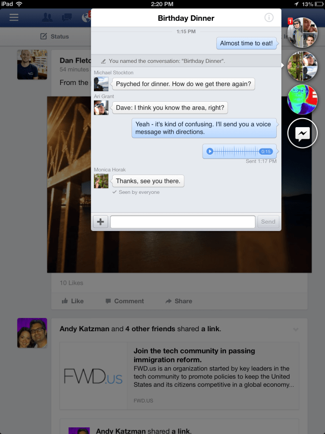 Facebook 6.0 Released for iOS, Brings Chat Heads, Cleaner News Feed