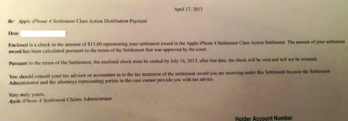 Apple Begins Sending Out $15 Antennagate Settlement Checks to iPhone 4 Owners