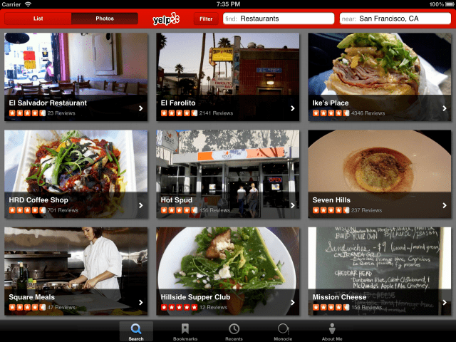 Yelp App for iPad Now Lets You View Notifications