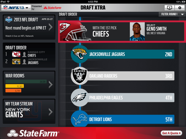 NFL &#039;13 App Gets Updated for the 2013 NFL Draft