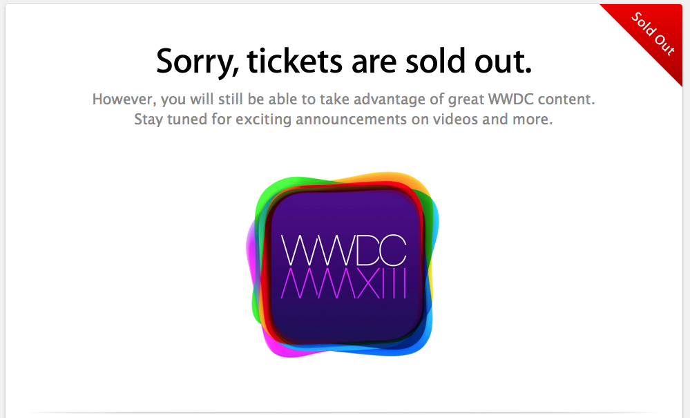 Tickets for WWDC 2013 Sell Out In Just Two Minutes
