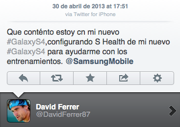 David Ferrer Tweets to Promote Samsung Galaxy S4 From an iPhone