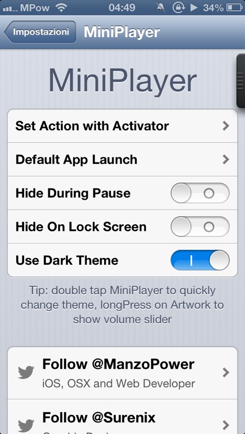 MiniPlayer Tweak for iOS Gets New Black Theme