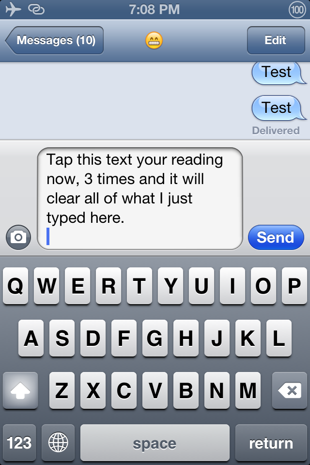 Triple Tap To Clear Tweak Lets You Easily Clear the Messages Text Field