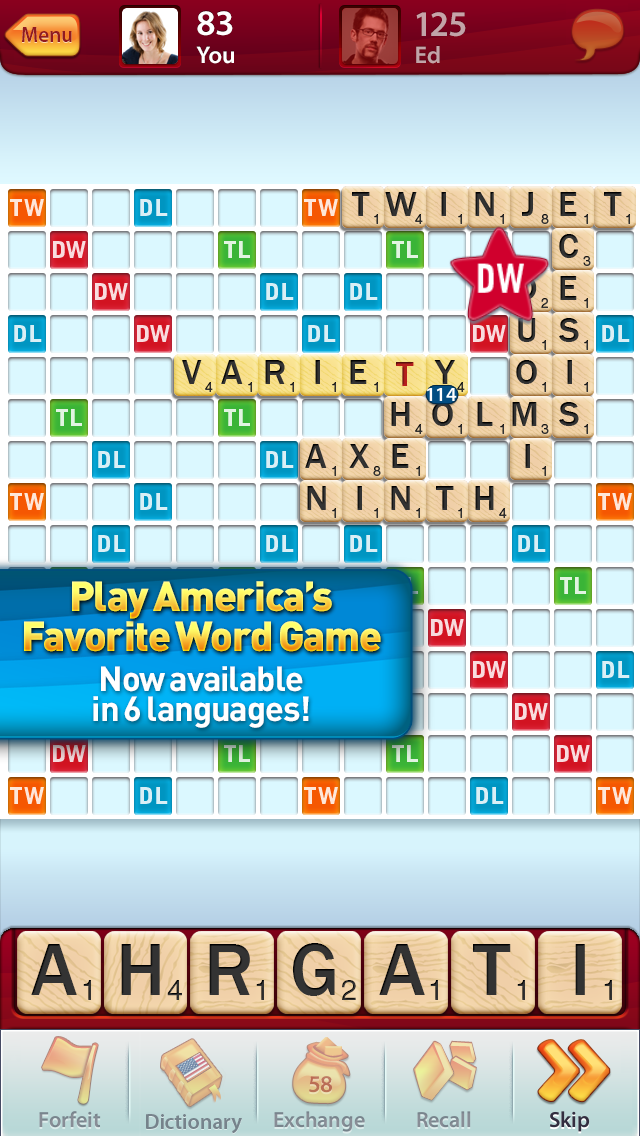 Scrabble for iPhone Now Supports Six Languages