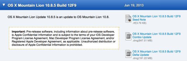Apple Releases First Beta of OS X Mountain Lion 10.8.5 to Developers