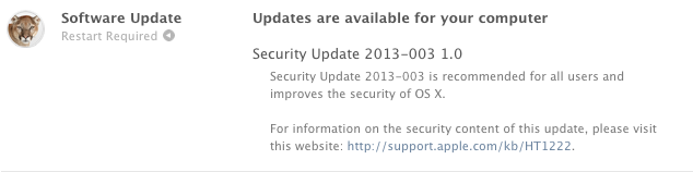 Apple Releases Security Update 2013-003 for Mac OS X