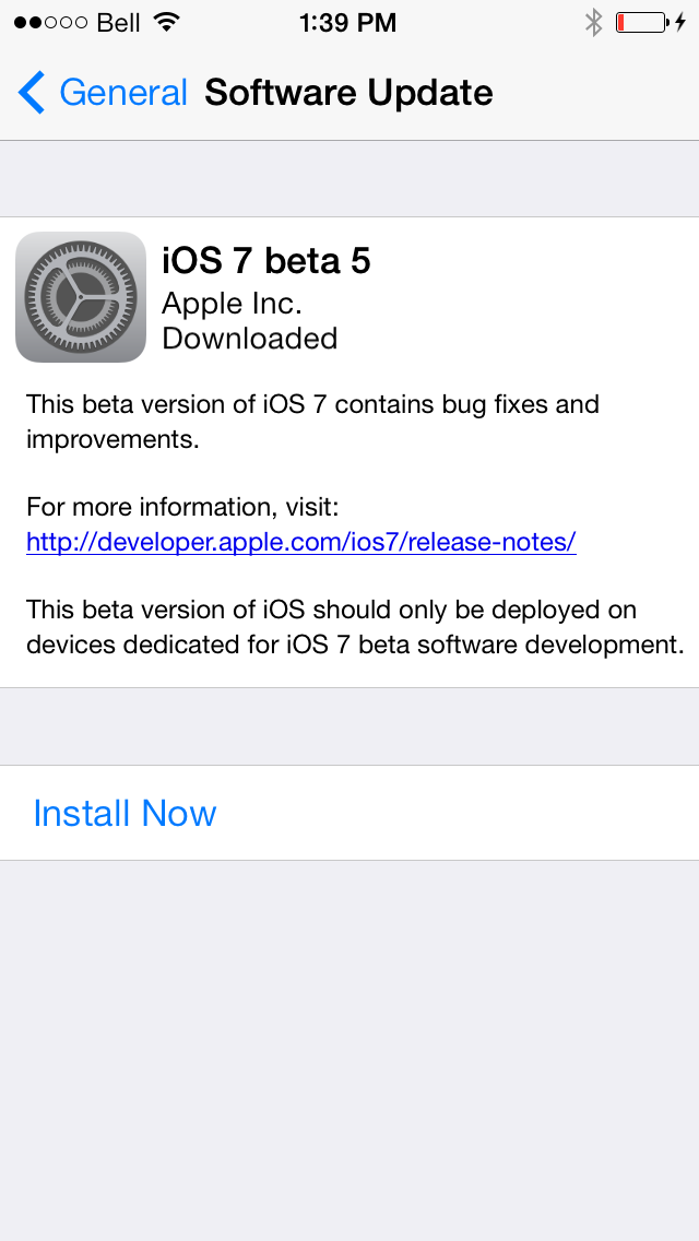 iOS 7 Beta 5 Software Update is Safe for Non-Developers
