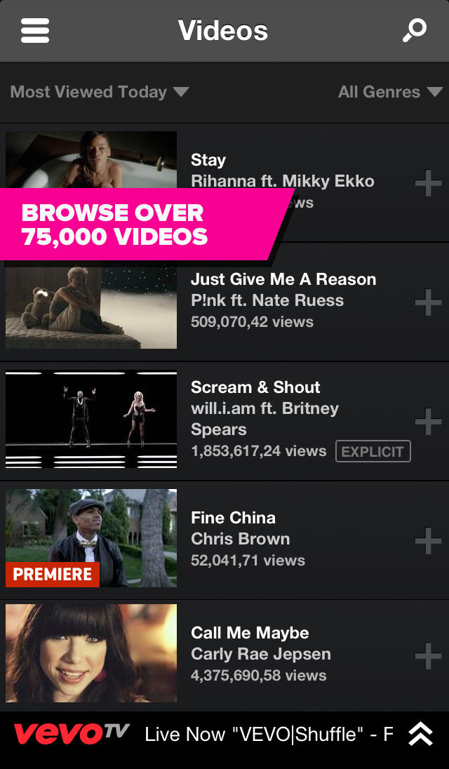 VEVO App is Updated With Full AirPlay Support