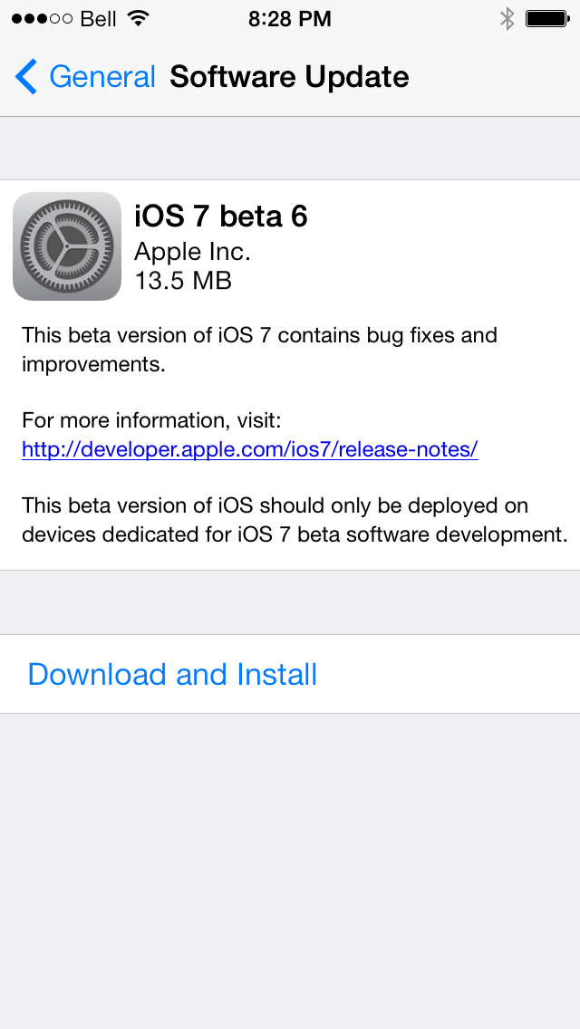 Apple Releases iOS 7 Beta 6 to Developers [Download]
