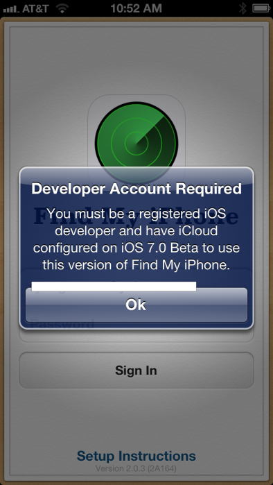 Find My iPhone App Update is Preventing Non-Developers From Signing In