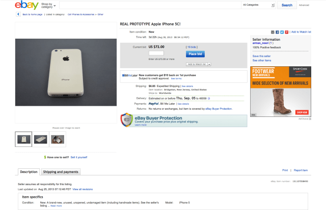Suposta parte traseira do iPhone 5C está disponível para venda no eBay