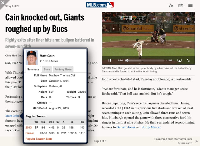 MLB.com At Bat Gets Redesigned News Reader
