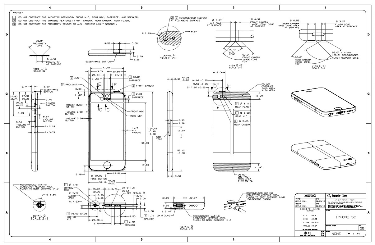Apple Posts iPhone 5s &amp; iPhone 5c Schematics, Case Design Guidelines