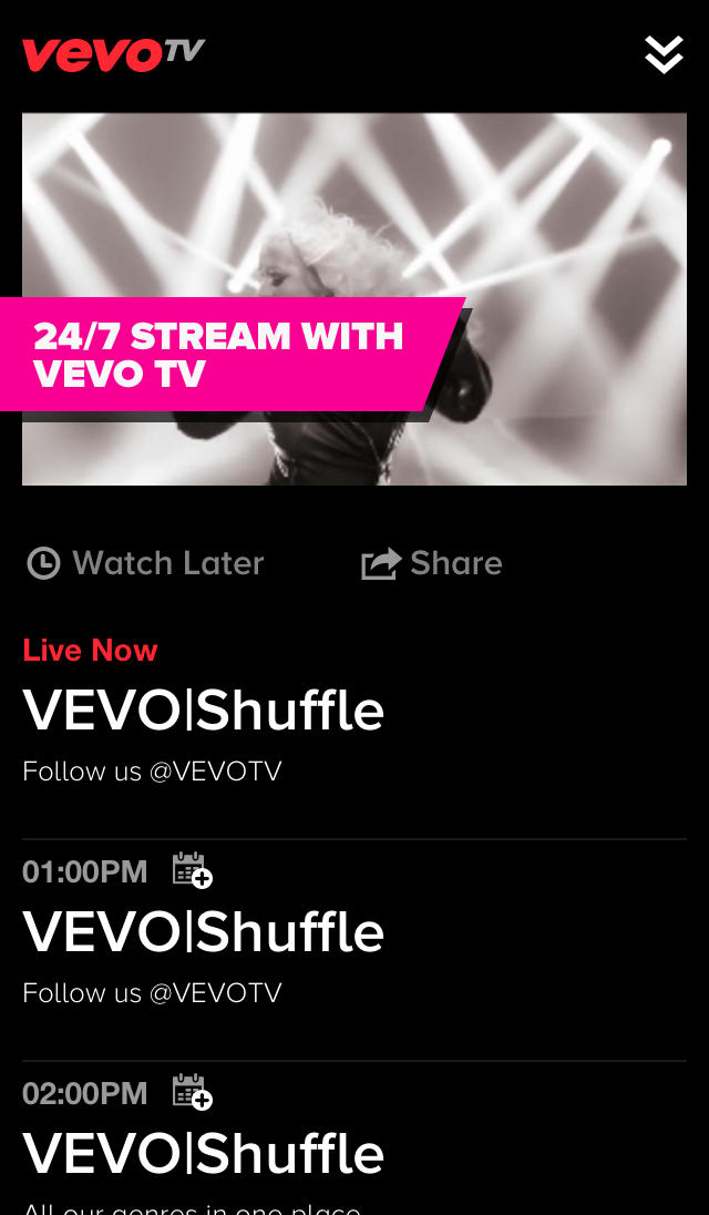 VEVO App is Updated to Support iOS 7
