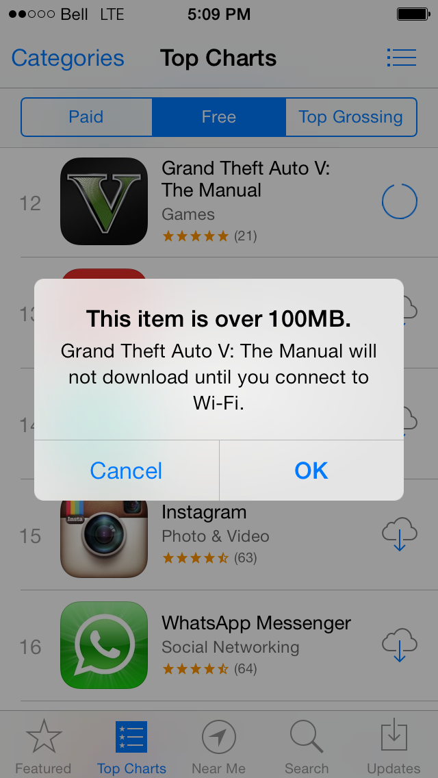 Apple Increases Cellular App Download Limit to 100MB