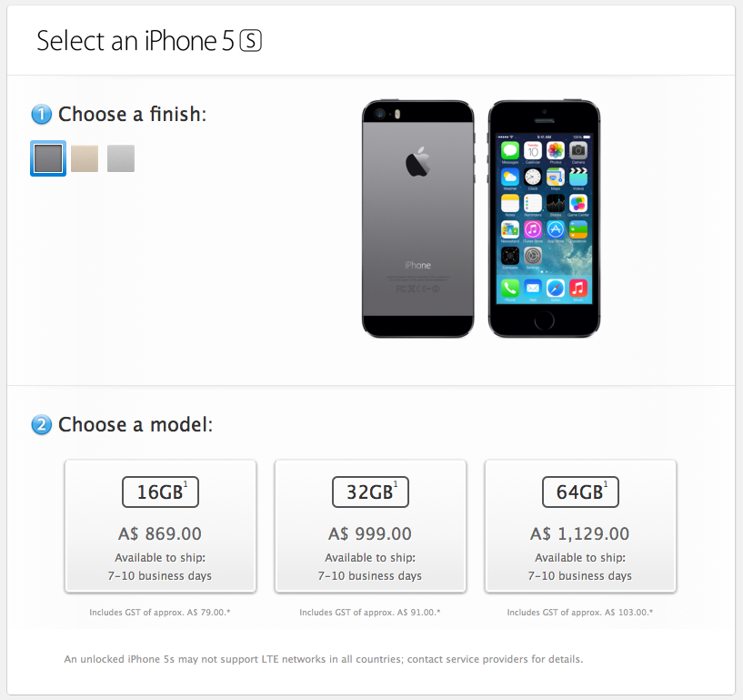iPhone 5s Orders Go Live in Australia With 7-10 Day Ship Times!